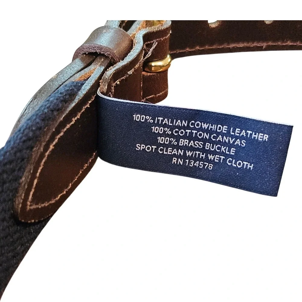 Vineyard Vines Kids Navy Pink Whale Canvas Club Belt Leather Brass Size 24 USA